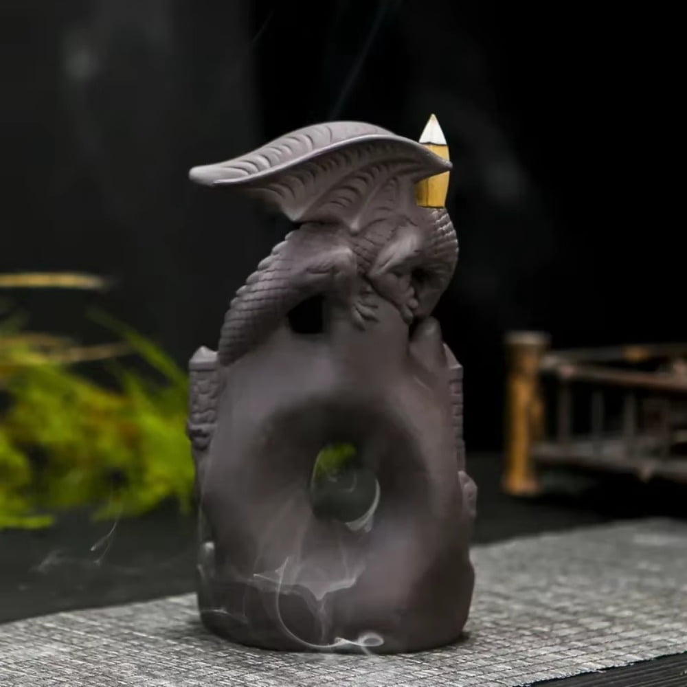 1pc Purple Clay Pterosaur Castle Backflow Incense Burner Incense Stick Holder Home Decor (Without Incense)