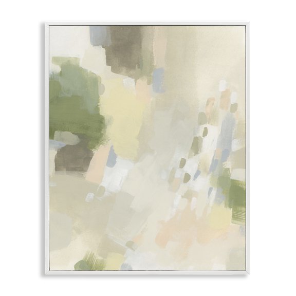 Stupell Industries Muted Abstract with Speckles Abstract Painting White Framed Art Print Wall Art, 16 x 20