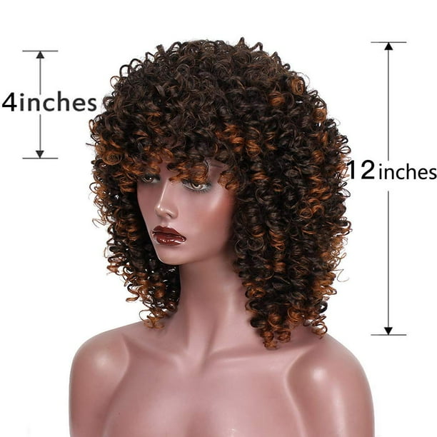 Afro Wig Synthetic Kinky Curly Wig for Women Dark Brown Curly Hair