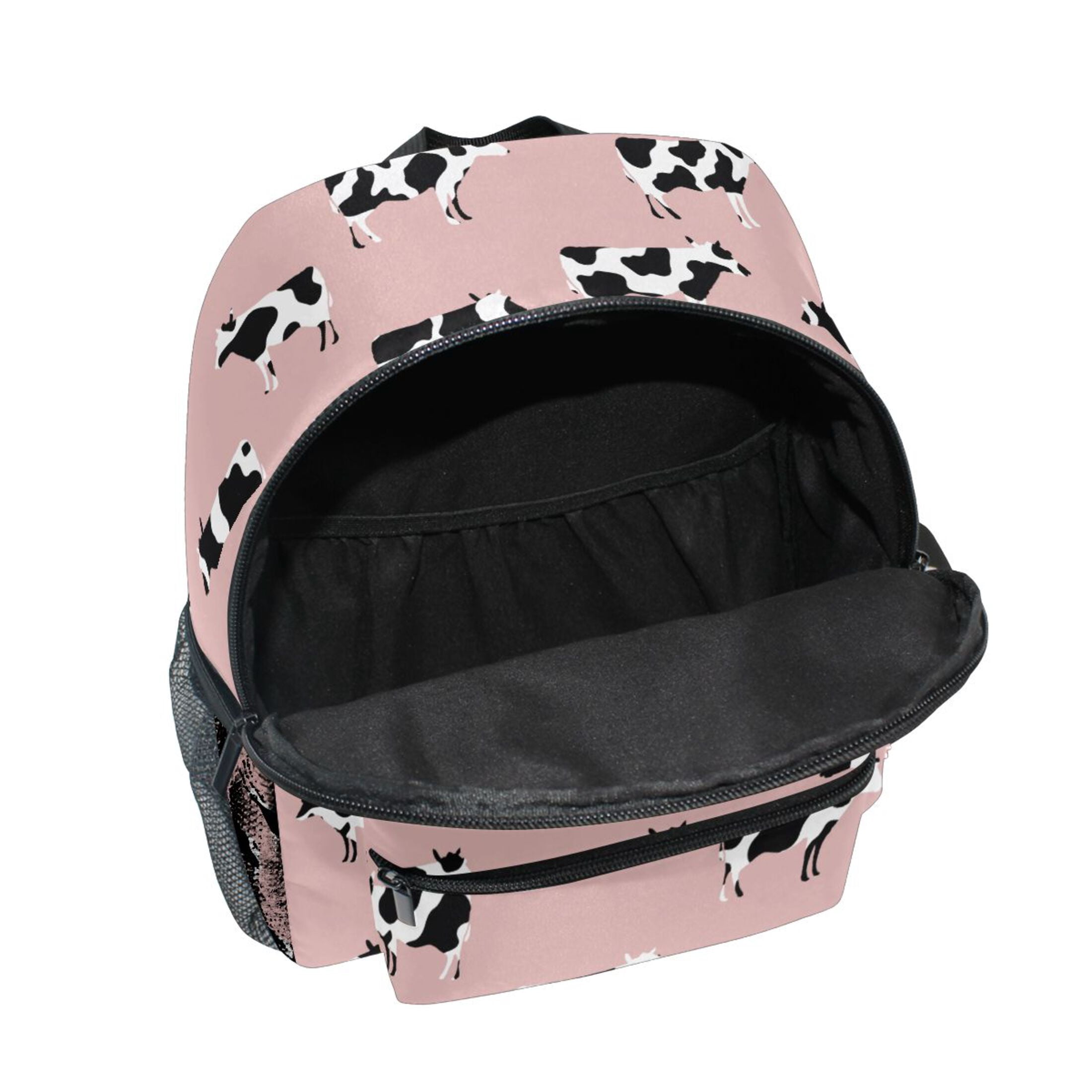 Cow Print Pattern Mini Backpack Cute Small Backpack with Chest Strap and Whistle Ages 3-8