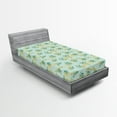thumbnail image 2 of Ambesonne Tropical Vibes Fitted Sheet, Eucalyptus Pattern, Twin XL Size, Almond Green Marigold, 2 of 5