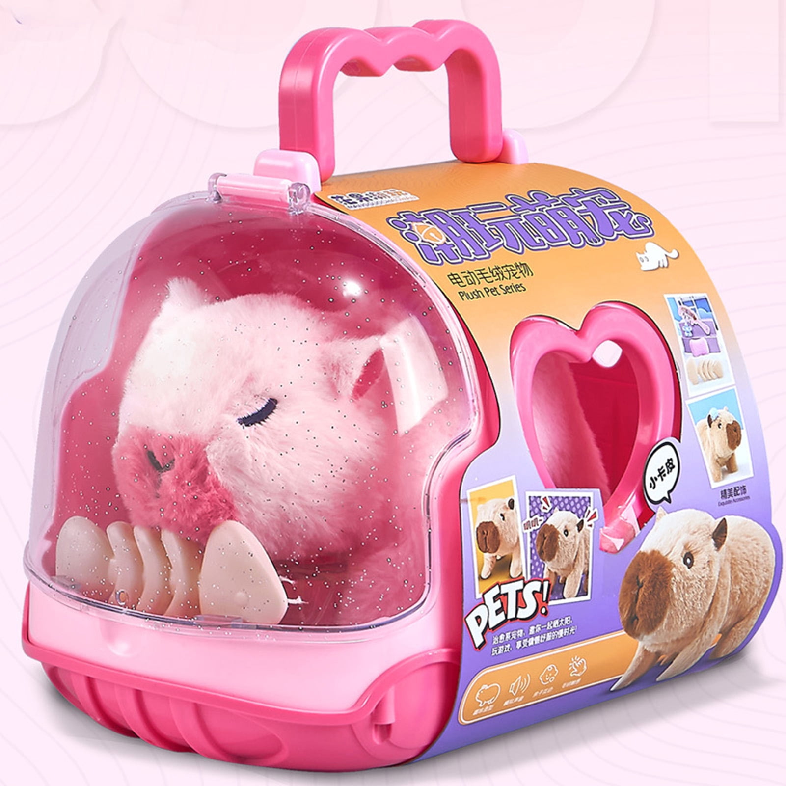 YIFAEUX Electric Plush Capybara Toy Interactive Simulation Sound Walking Animal Toy Toddlers Boys Girls Educational Baby Tummy Time Crawling Animal Toy