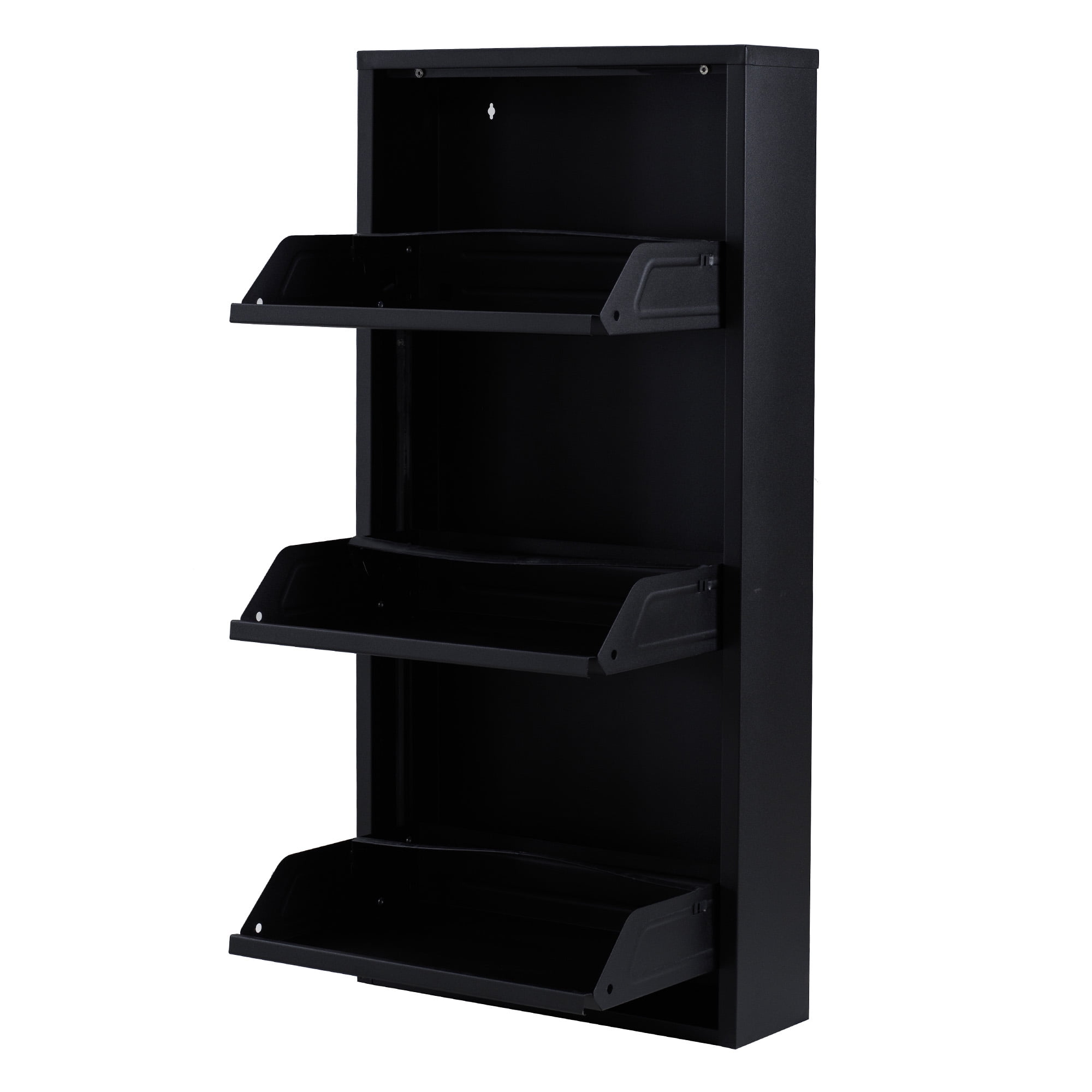 Flip Drawer Shoe Cabinet Storage Organizer Freestanding Shoe Rack Wall Mounted No Assembly Black 3 Drawer Walmart