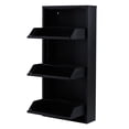 thumbnail image 3 of Flip Drawer Shoe Cabinet, Storage Organizer, Freestanding Shoe Rack, Wall Mounted No-Assembly (Black, 3 Drawer), 3 of 8