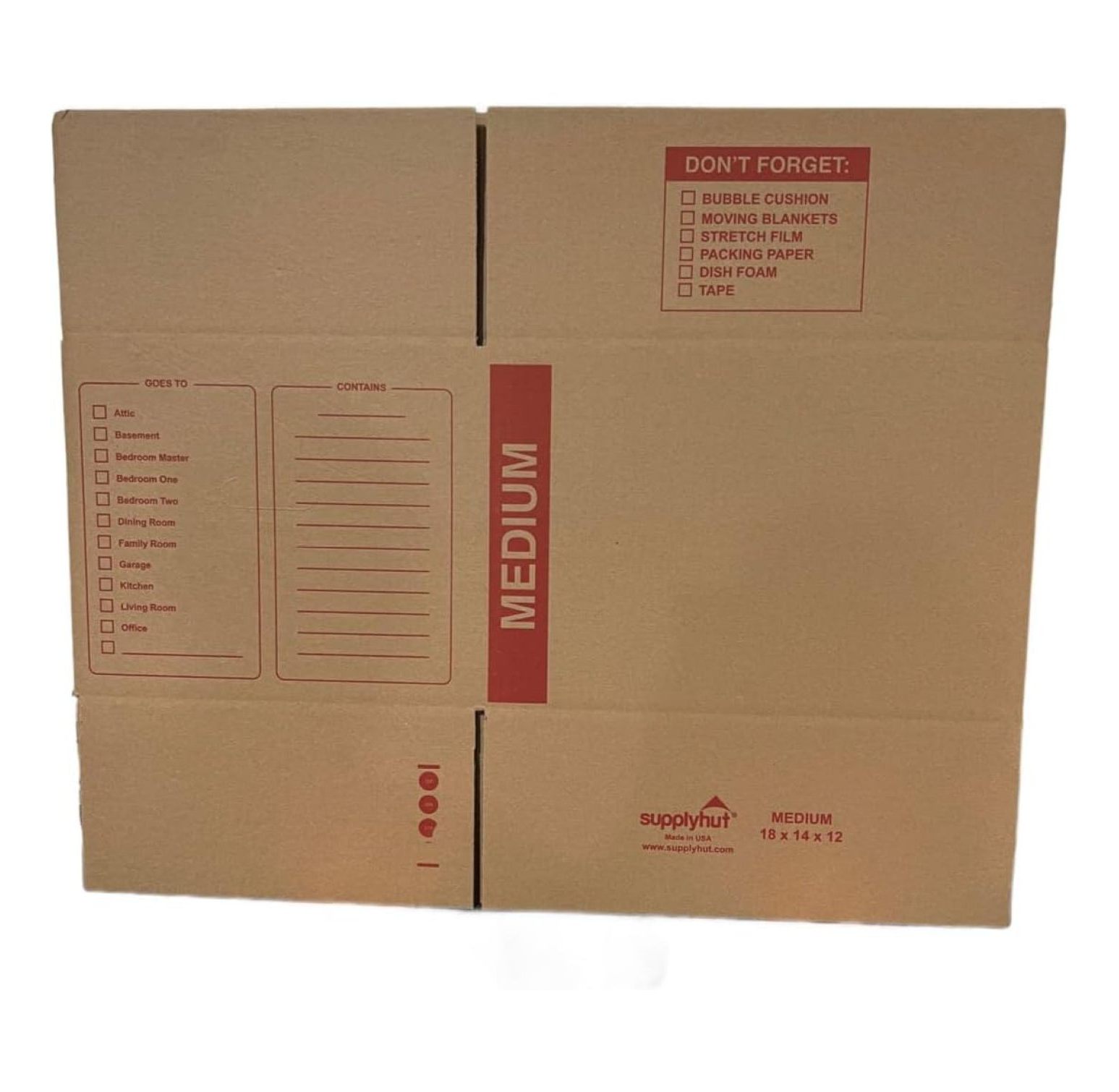 10 - Pack Medium Cardboard Moving Boxes 18x14x12 32 ECT With Handles Brown