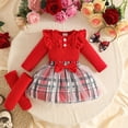 thumbnail image 4 of Duqingm Baby Girl Clothes Newborn Fall Winter Outfit Ruffled Long Sleeve Romper Lace Dress Headband Skirt Set 0-18 Months (Red,12-18 Months), 4 of 7