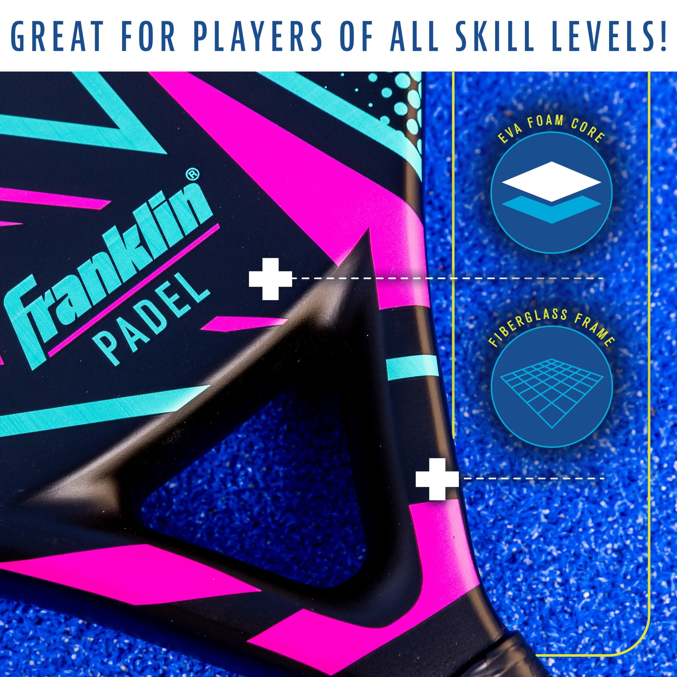 Franklin Sports, Axel Padel Set, 2 Fiberglass Padel Rackets