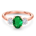 thumbnail image 3 of Gem Stone King 18K Rose Gold Plated Silver Ring Nano Emerald Moissanite (1.21 Cttw), 3 of 7