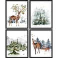 thumbnail image 2 of PixonSign Framed Wall Art Winter Wildlife Deer in Snowy Landscape Posters, Set of 4 Multicolor Animal Botanical Canvas Prints, Nature Wilderness Wall Décor for Home Decor - 11"x14" Black, 2 of 5