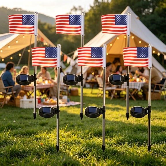 Wooowa 4th Of July Solar Garden LED Lawn Decor Light Ideal for 4th of July Decorations Patriotic Decor Suitable for Yard Garden Outdoor Holiday Night Layout