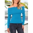 thumbnail image 4 of Suéter PRETTYGARDEN con Hombros Descubiertos y Mangas Largas Azul Mineral XXL, 4 of 8