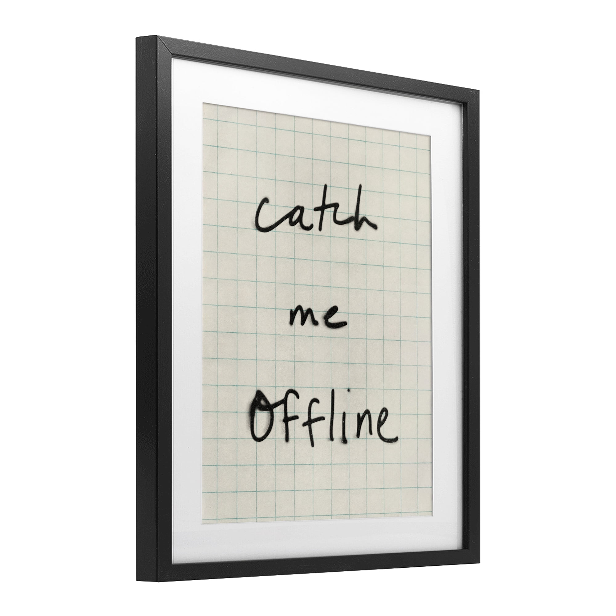 Stupell Industries Catch Me Offline Scrawl Black Framed Print Under Glass, design by Victoria Barnes