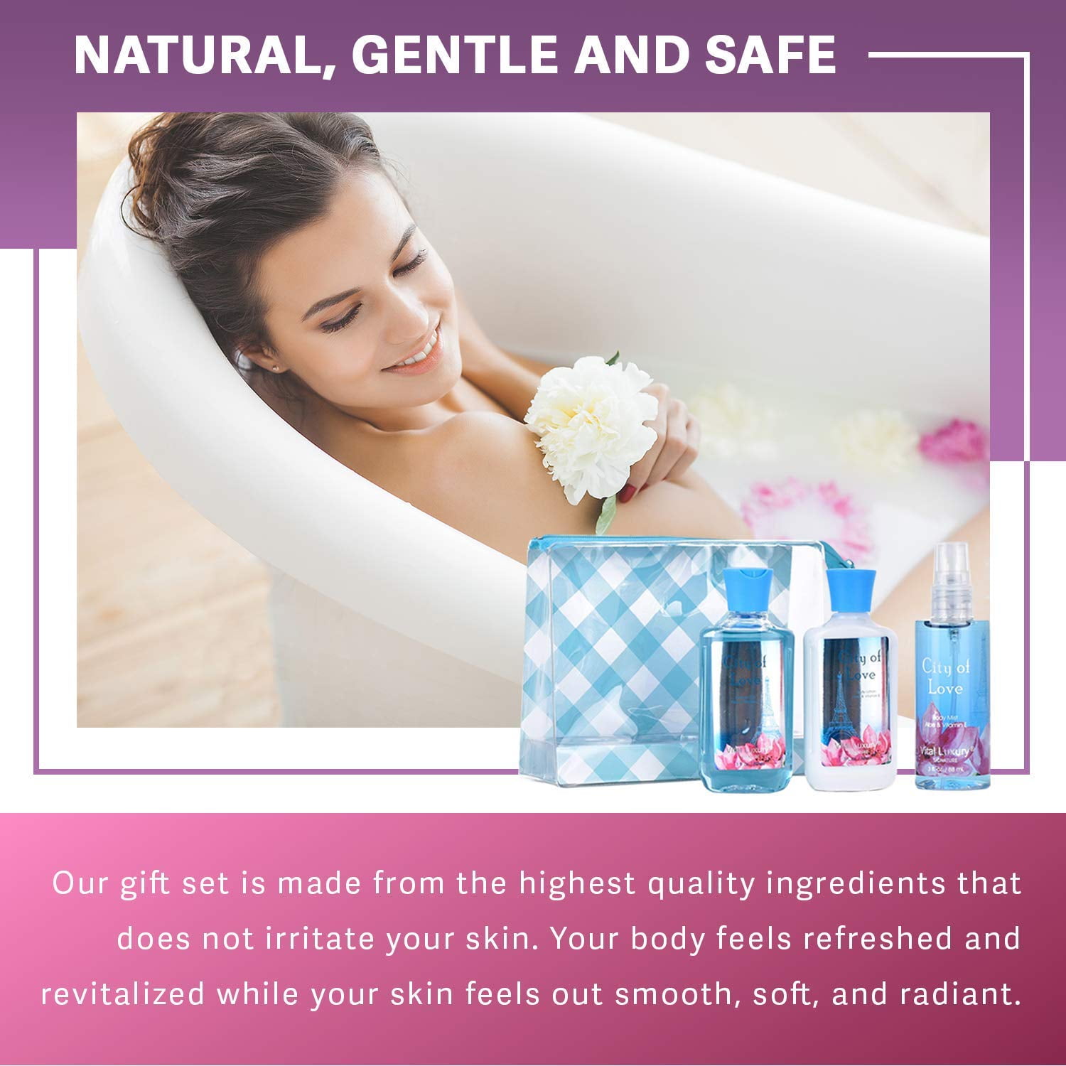 Vital Luxury, Bath and Body Care Travel Set, 3 fl oz, Pink