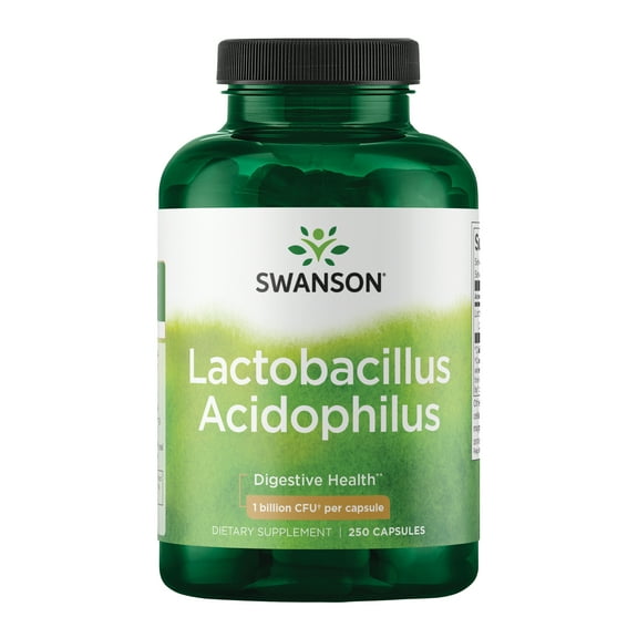 Swanson Lactobacillus Acidophilus - Probiotic Supplement Supporting Digestive Health with 1 Billion CFU Per Capsule - Promotes Bowel and GI Tract Health - (250 Capsules)
