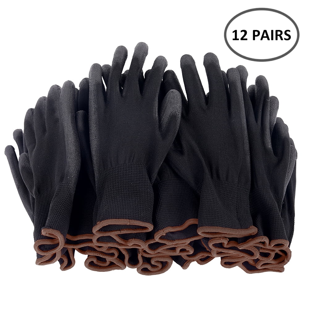 Willstar 12 Pairs Rubber Protective Gloves Antistatic Nylon Gloves Work  Safety Working Mechanic Gloves Garden Builder