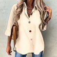 thumbnail image 4 of Womens Fashion Casual Button Down Shirt Long Sleeve Collar Loose Regular Blouses Fall Tops M, 4 of 7