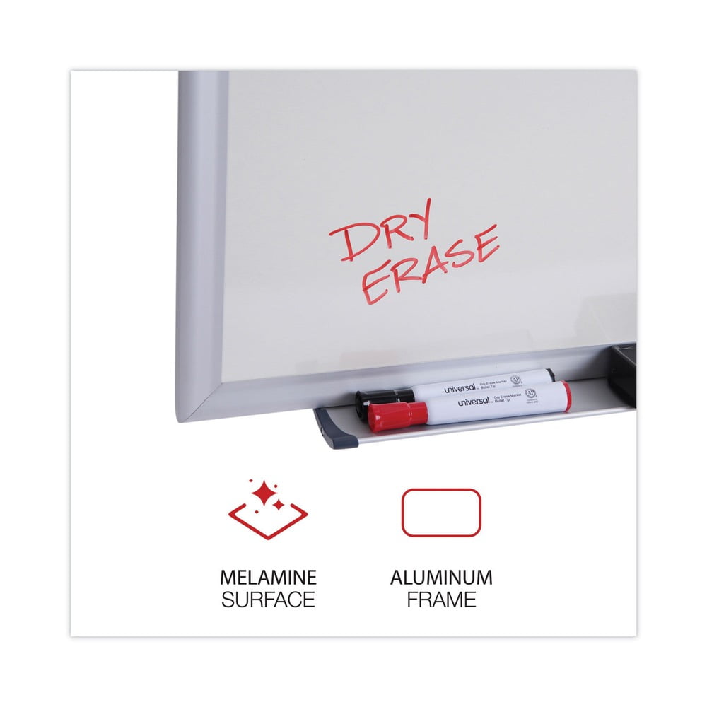 Universal Dry Erase Board, Melamine, 36 x 24, Aluminum Frame -UNV44624