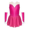 thumbnail image 3 of ranrann Ice Figure Skating Dress for Girls Rhinestone Mesh Chiffon Ballet Dance Leotard Dress Outfits Hot Pink 8, 3 of 7