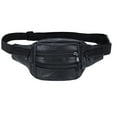 thumbnail image 2 of Black Leather Fanny Pack for Men & Women, Fashionable Multi-Pockets Waist Belt Bag for Travel Sports Hiking Cycling Fishing Running, 2 of 7