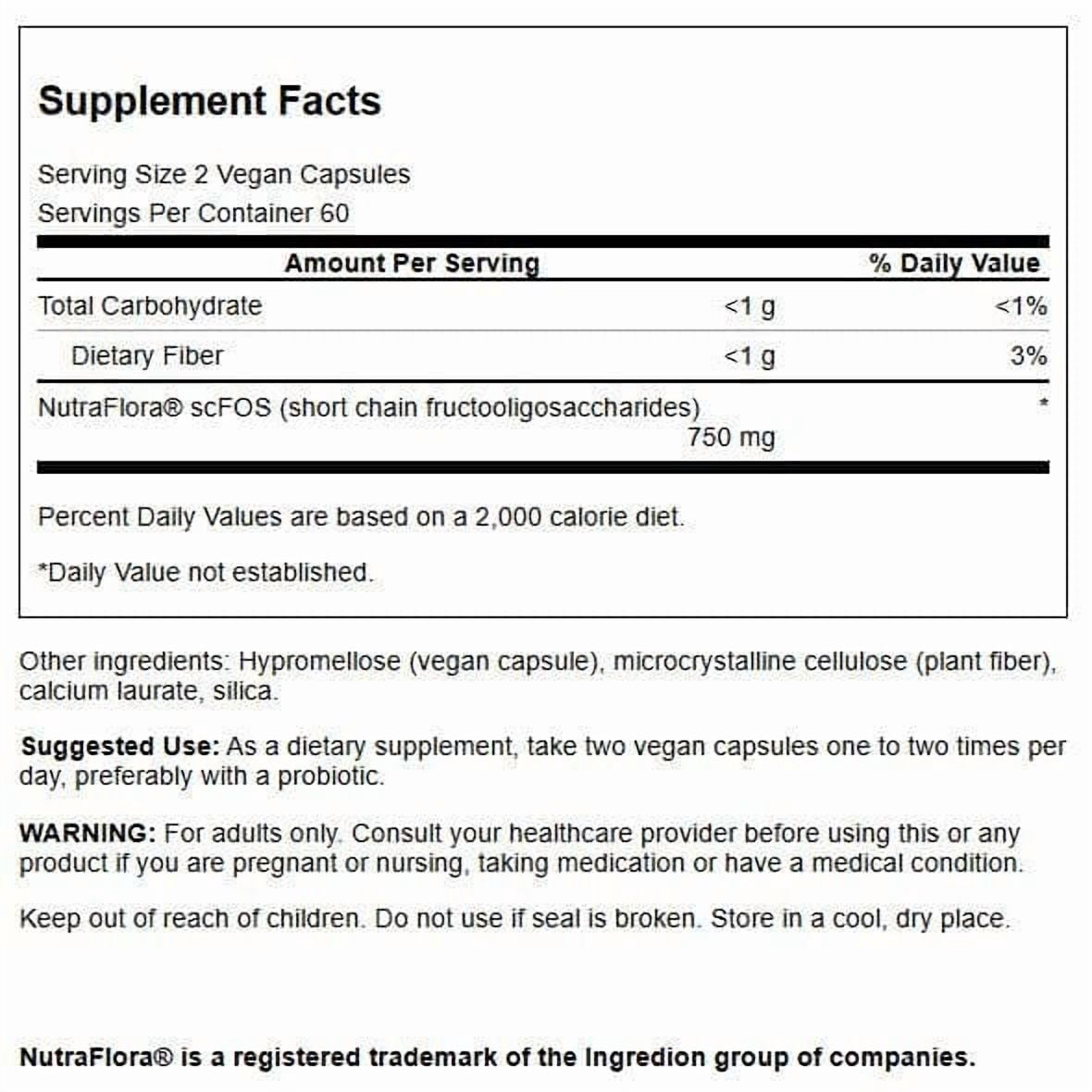 Swanson Prebiotic Capsules - Promotes Friendly Flora Support & Overall Digestive Health - Prebiotic Fiber Promoting Gut Health & Immune Health Support - (120 Veggie Capsules, 750mg Each) (2 Pack)