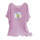 thumbnail image 1 of Camisetas de Manga Corta para las Mujeres Mezcla de Lino de Ajuste Suelto Top de Camiseta Casual, Blusas para las Mujeres Casual, 1 of 3