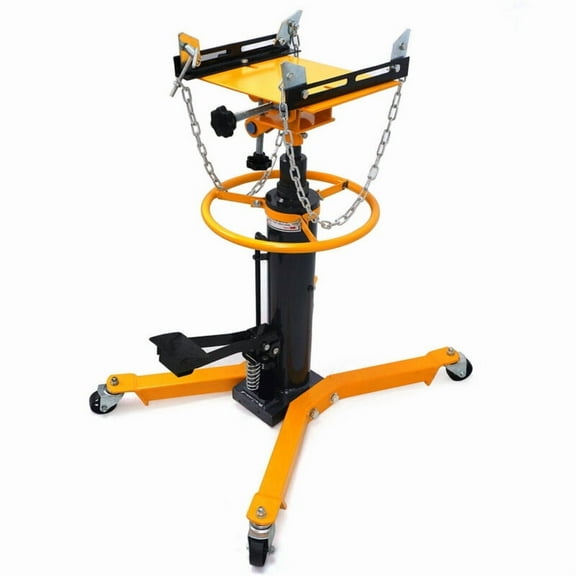 EVGTTI Hydraulic Transmission Jack, 34" - 70" Adjustable Height Telescoping Transmission Hydraulic Garage/Shop 1660 lbs/ 0.75 Ton 2 Stage Hydraulic 360° Swivel Wheel Lift Hoist for Car Lift (Yellow)
