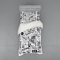 thumbnail image 2 of Ambesonne Hipster Bedding Set 4 Pcs, Rock Jazz Blues Dancing, Queen, White and Black, 2 of 3