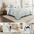 thumbnail image 6 of Full Quilt Set 78''x90'', Green Coastal Lightweight Bedspread Coverlet Set with 2 Pillow Shams, Sea Turtle Nautical Coral Summer Beach Breathable All Season Quilt Bedding for Bedroom/Guest Room, 6 of 9