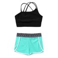 thumbnail image 3 of Manyakai Kids Girls 2 Piece Athletic Swimsuit Bathing Suit Crop Tank Top with Shorts Tankini Swimwear Geometric Black 12, 3 of 5