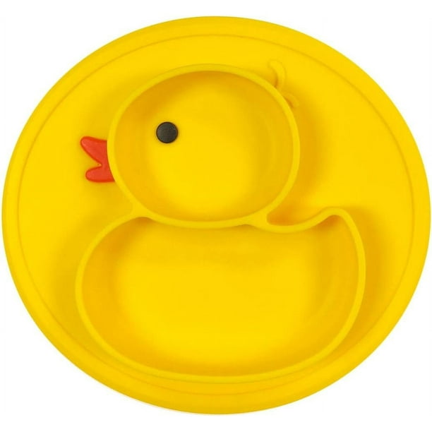 Plato para bebé Platos de silicona para niños pequeños Mantel individual con ventosa Platos divididos para niños y bebés Succión fuerte de una sola pieza, apto para microondas y lavavajillas