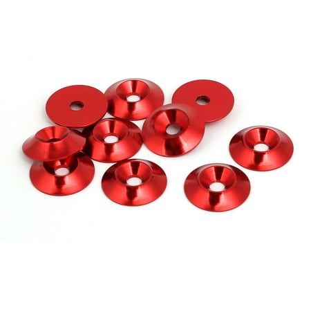 - Unique Bargains M4 Aluminium Alloy Cone Shape Engine Bay Fender Bumper Washer Red 10pcs