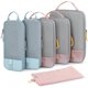 thumbnail image 1 of Juego de 6 cubos de compresión para viajes, bolsas ligeras organizadoras de equipaje, bolsas duraderas para ahorrar espacio, artículos esenciales de viaje, 1 of 6