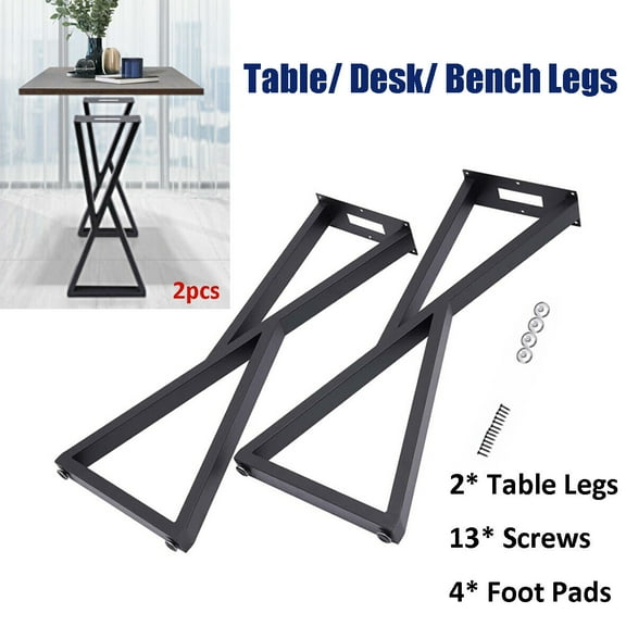 Miumaeov Set of 2 Metal Table Legs 32" Industrial Style Coffee Table Legs Black Metal DIY Desk Legs for Tables