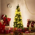 thumbnail image 2 of Patiojoy 5' Artificial Pencil Christmas Tree Snow Flocked Tree w/ Pine Cones and Metal stand, 2 of 7
