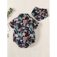 thumbnail image 3 of Biekopu Baby Boy Romper, Western Style Short Sleeve Turn-down Collar Button-down Daily Bodysuit, 3 of 8