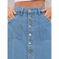 thumbnail image 5 of DARING DIVA Women's Denim Raw Hem Button Down Pencil Skirts Small Blue, 5 of 7