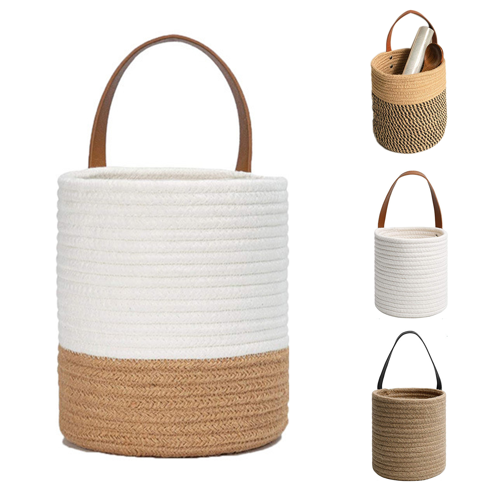 Dream Lifestyle Hanging Woven Wall Basket Hanging Storage Basket Cotton Rope Hanging Basket