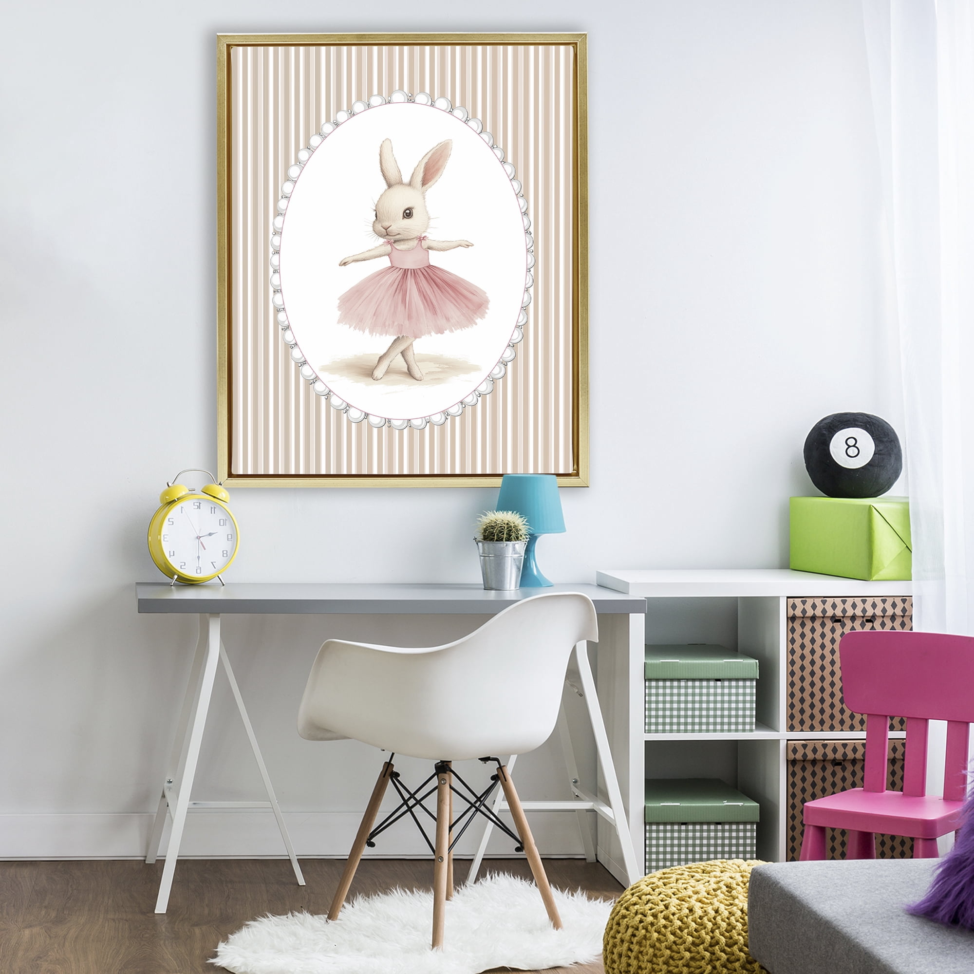 Stupell Industries Woodland Dancer Bunny Gold Framed Floater Canvas Wall Art, design by Christine Simpson Art
