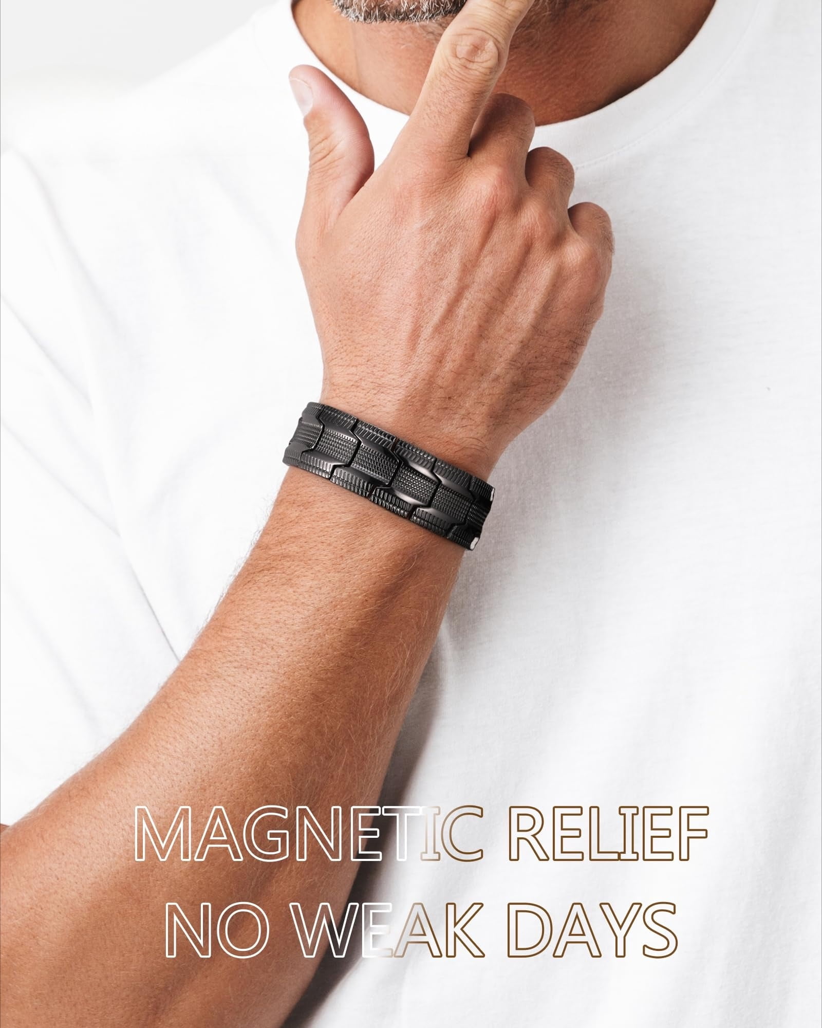 Wollet 3X Black Copper Magnetic Bracelet for Men, Copper Jewelry Gift for Valentine's Day