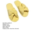 thumbnail image 2 of Naierhg 1 Pair Slippers Open Toe Cross Bow Decor Solid Color Flat Sole Soft Fabric Striped Texture Anti-skid Wear-resistant Breathable Women Home Slippers for Home Yellow, 2 of 8