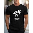 thumbnail image 2 of Palm Tree Mens TShirt Comfortable Crew Neck Casual Cotton ShortSleeves Soft Breathable Top Menswear Tshirt Summer Spring Streetwear Cotton Fabric Trendy Letter Print, 2 of 12