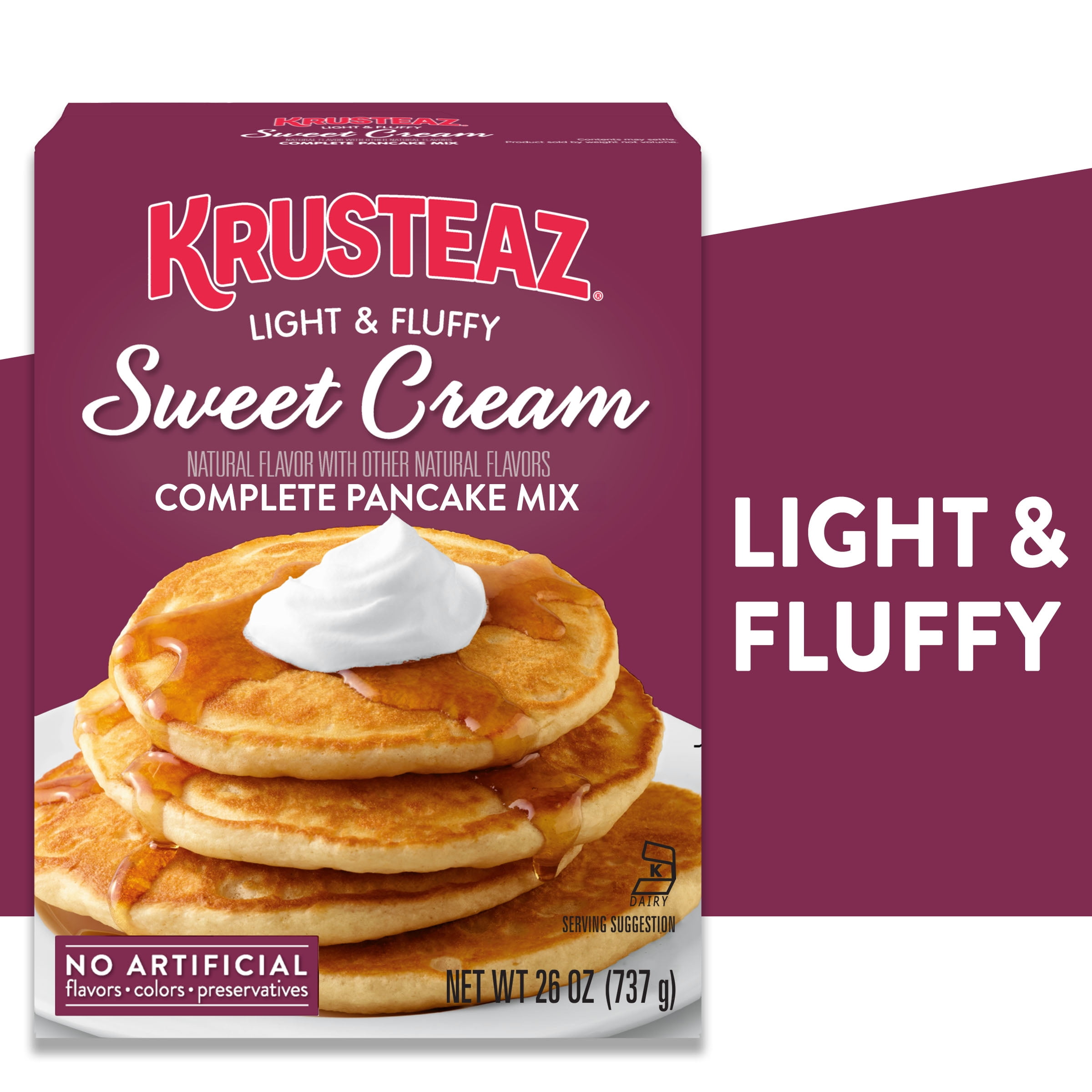 (4 pack) Krusteaz Sweet Cream Pancake and Waffle Mix, Light & Fluffy, 26 oz Box