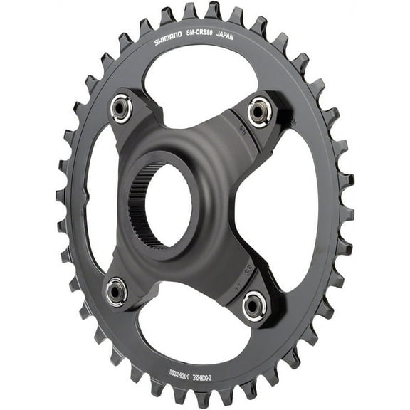 Shimano STEPS SM-CRE80-B Chainring - 38T Without Chainguard, 55mm Chainline, Black