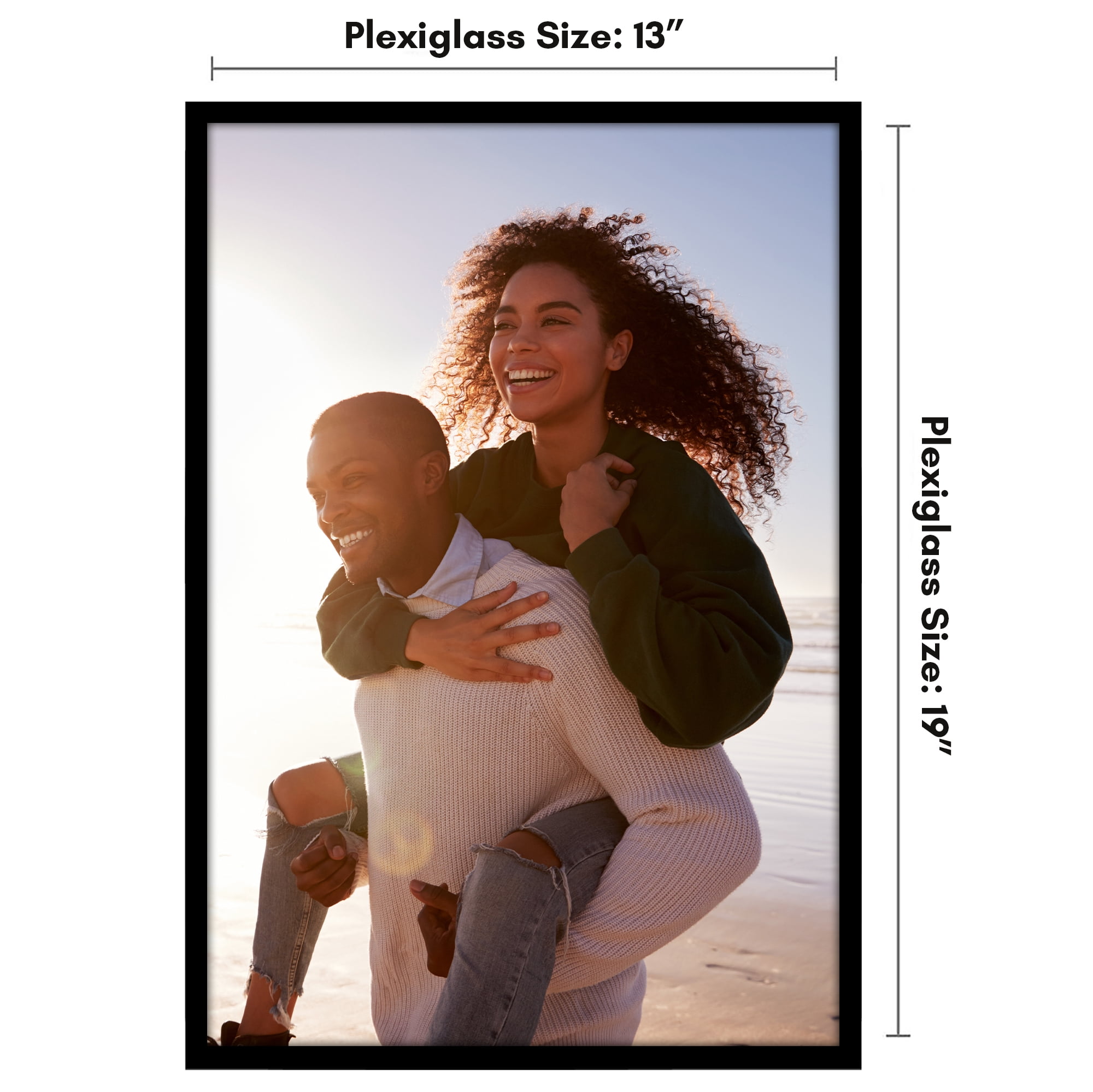 Americanflat 13x19 Picture Frame with Polished Plexiglass Streamline Collection Thin Border Wall - Black