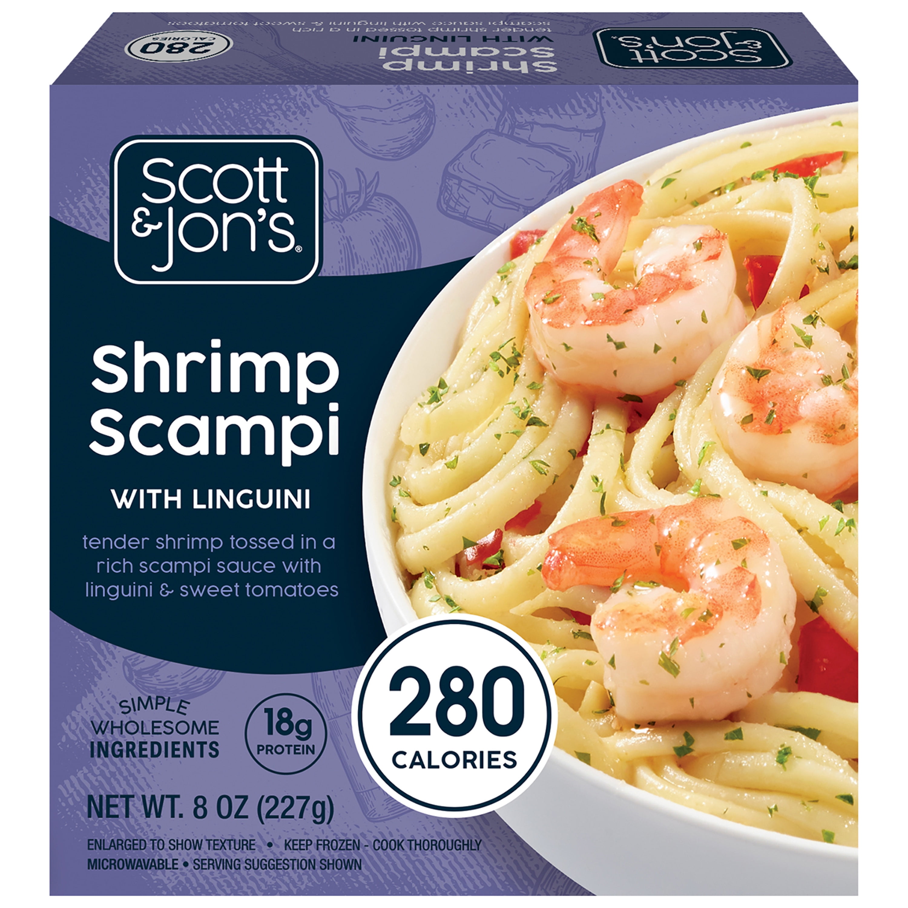 Scott & Jon's Shrimp Scampi Pasta Meal, 8oz, (Frozen)