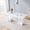 White, variant on Hi loPres 71" Gray Faux Marble Dining Table for 6-8, Modern Rectangular Kitchen Desk with Sculptural Hollow-Out Base for Apartment & Home Office Use