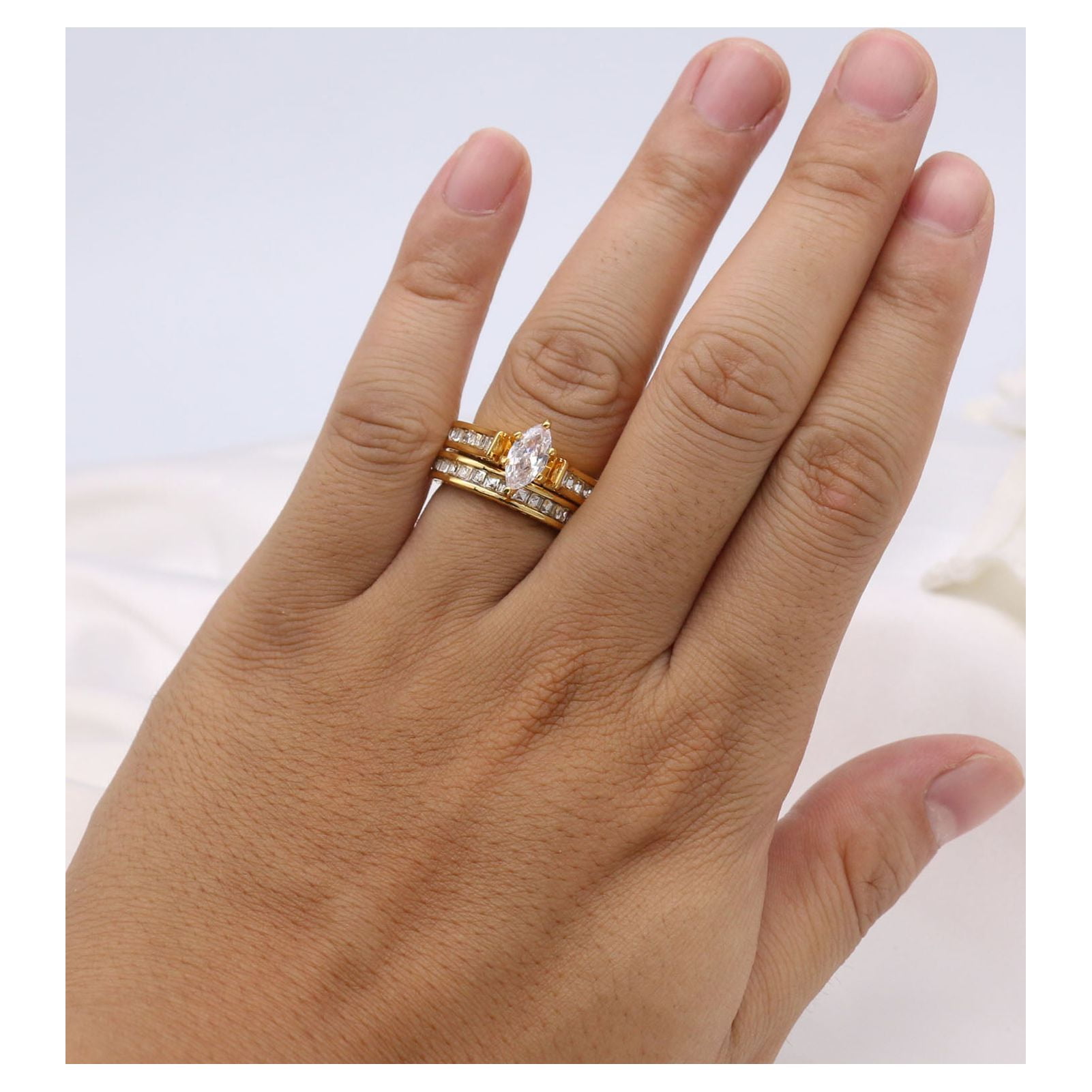 TANNER - Matching Set of Antler & 14K Gold Wedding Rings