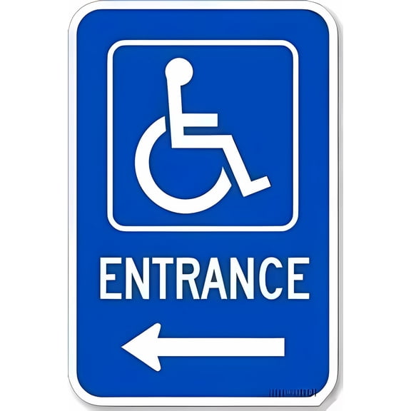 Street Sign Warning Plaque Entrance Handicapped Symbol Left Arrow - 8"x12" Sign, Accessibility Direction Decor for Courtyard Office Outdoor Indoor