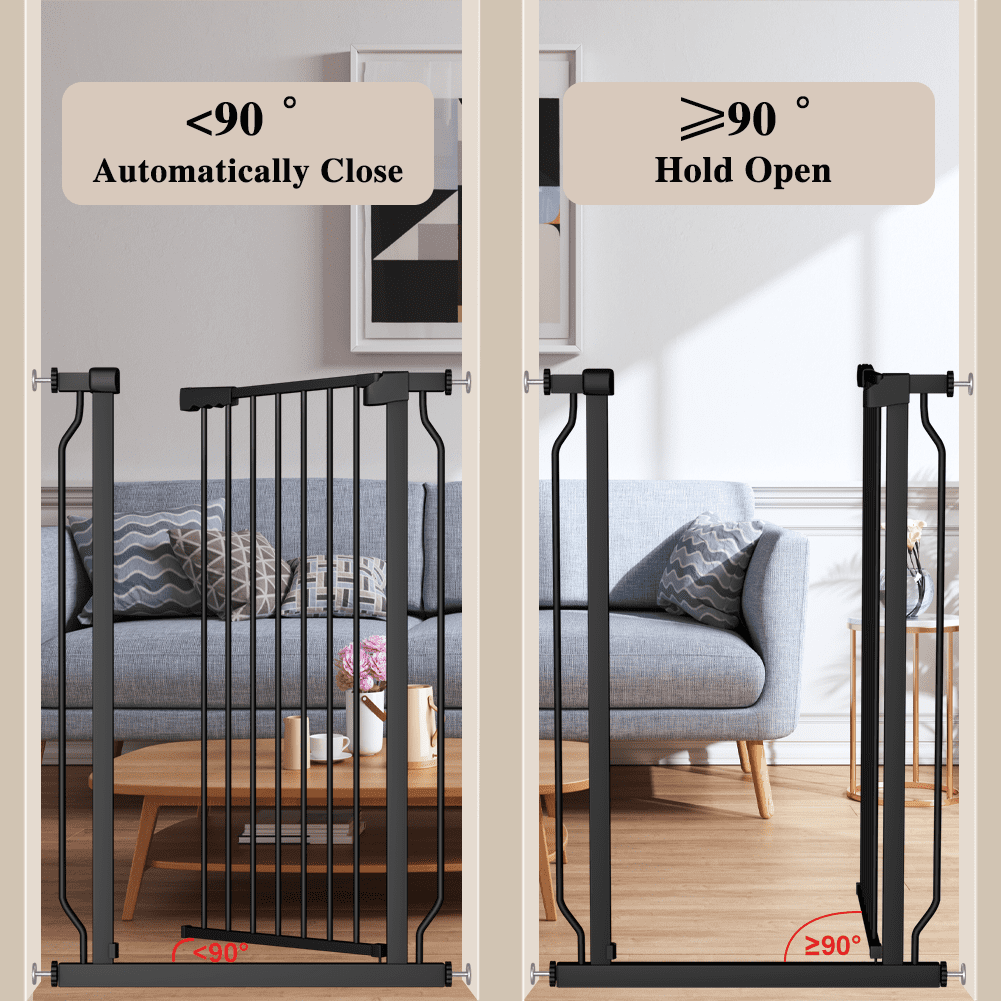 Fairy Baby Baby Gate Tall 40.55" Extra Wide Pet Dog Gate 30"-34" Black Metal