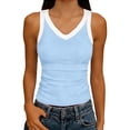 thumbnail image 2 of RUTAYY Women's Tank Tops Summer Ribbed Knit Camisole Sleeveless Tops V-Neck Solid Color Casual Daily Wear Holiday Chic Vest, 2 of 5